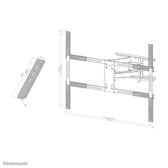 Neomounts AWLS-950BL1 VESA extension kit 55-110" - max 125 kg Neomounts AWLS-950BL1 VESA extension kit 55-110" - max 125 kg