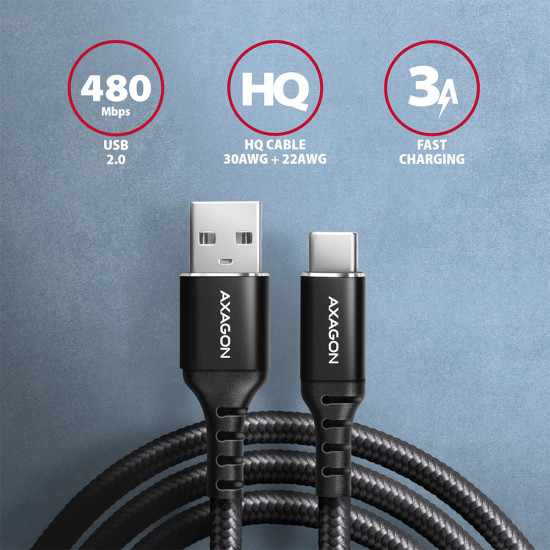 Axagon BUCM-AM15AB USB cable USB 2.0 1.5 m USB A USB C Black Axagon BUCM-AM15AB USB cable USB 2.0 1.5 m USB A USB C Black