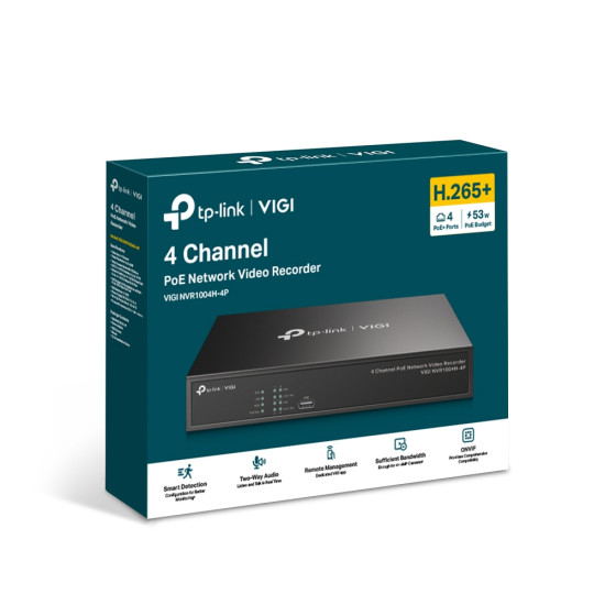 TP-Link VIGI 4 Channel PoE+ Network Video Recorder TP-Link VIGI 4 Channel PoE+ Network Video Recorder