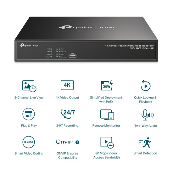 TP-Link VIGI 4 Channel PoE+ Network Video Recorder TP-Link VIGI 4 Channel PoE+ Network Video Recorder