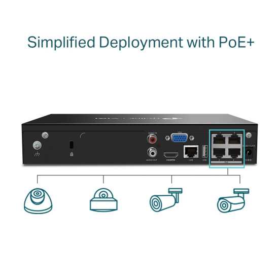 TP-Link VIGI 4 Channel PoE+ Network Video Recorder TP-Link VIGI 4 Channel PoE+ Network Video Recorder