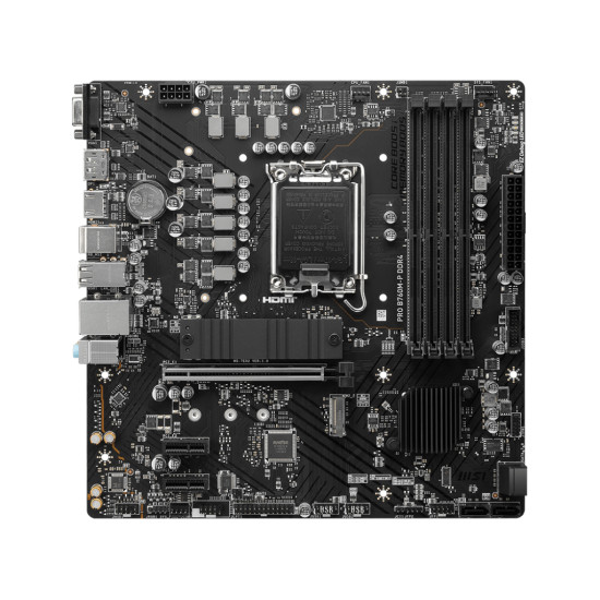 Mainboard|MSI|Intel B760 Express|LGA1700|Micro-ATX|Memory DDR4|Memory slots 4|2xPCI-Express 1x|1xPCI-Express 16x|2xM.2|1x15pin D-sub|1xHDMI|1xDisplayPort|4xUSB 2.0|1xUSB 3.2|1xUSB-C|2xPS/2|1xRJ45|3xAudio port|PROB760M-PDDR4 Mainboard|MSI|Intel B760 Express|LGA1700|Micro-ATX|Memory DDR4|Memory slots 4|2xPCI-Express 1x|1xPCI-Express 16x|2xM.2|1x15pin D-sub|1xHDMI|1xDisplayPort|4xUSB 2.0|1xUSB 3.2|1xUSB-C|2xPS/2|1xRJ45|3xAudio port|PROB760M-PDDR4