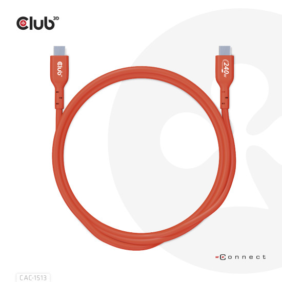 CLUB3D USB2 Type-C Bi-Directional USB-IF Certified Cable Data 480Mb, PD 240W(48V/5A) EPR M/M 3m / 9.84 ft CLUB3D USB2 Type-C Bi-Directional USB-IF Certified Cable Data 480Mb, PD 240W(48V/5A) EPR M/M 3m / 9.84 ft