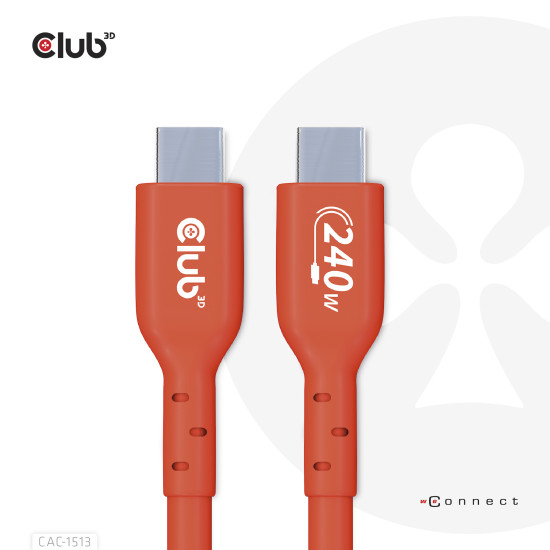 CLUB3D USB2 Type-C Bi-Directional USB-IF Certified Cable Data 480Mb, PD 240W(48V/5A) EPR M/M 3m / 9.84 ft CLUB3D USB2 Type-C Bi-Directional USB-IF Certified Cable Data 480Mb, PD 240W(48V/5A) EPR M/M 3m / 9.84 ft