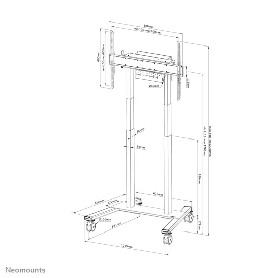Neomounts FL55-875BL1 TV trolley 55-100" - motorised - TÜV Neomounts FL55-875BL1 TV trolley 55-100" - motorised - TÜV