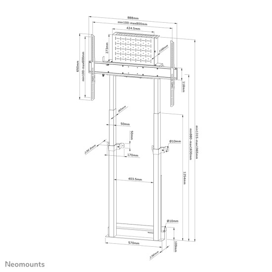 Neomounts WL55-875WH1TV floor stand 55-100" - wall - motorised - TÜV