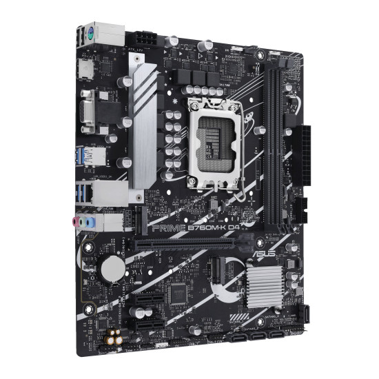 Mainboard|ASUS|Intel B760 Express|LGA1700|Micro-ATX|Memory DDR4|Memory slots 2|2xPCI-Express 4.0 1x|1xPCI-Express 4.0 16x|2xM.2|1x15pin D-sub|1xHDMI|2xUSB 2.0|4xUSB 3.2|1xPS/2|1xRJ45|3xAudio port|PRIMEB760M-KD4 Mainboard|ASUS|Intel B760 Express|LGA1700|Micro-ATX|Memory DDR4|Memory slots 2|2xPCI-Express 4.0 1x|1xPCI-Express 4.0 16x|2xM.2|1x15pin D-sub|1xHDMI|2xUSB 2.0|4xUSB 3.2|1xPS/2|1xRJ45|3xAudio port|PRIMEB760M-KD4