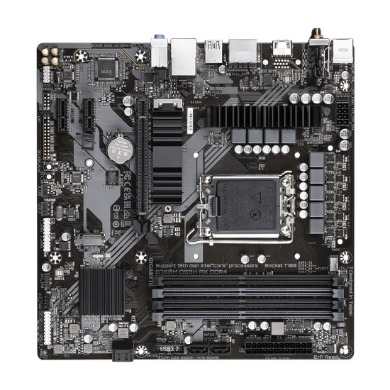 Mainboard|GIGABYTE|Intel B760 Express|LGA1700|Micro-ATX|Memory DDR4|Memory slots 4|2xPCI-Express 3.0 1x|1xPCI-Express 4.0 16x|2xM.2|1xHDMI|2xDisplayPort|2xAudio-In|1xAudio-Out|2xUSB 2.0|3xUSB 3.2|1xUSB-C|1xPS/2|1xRJ45|2xRF-Out|B760MDS3HAXDDR41.2 Mainboard|GIGABYTE|Intel B760 Express|LGA1700|Micro-ATX|Memory DDR4|Memory slots 4|2xPCI-Express 3.0 1x|1xPCI-Express 4.0 16x|2xM.2|1xHDMI|2xDisplayPort|2xAudio-In|1xAudio-Out|2xUSB 2.0|3xUSB 3.2|1xUSB-C|1xPS/2|1xRJ45|2xRF-Out|B760MDS3HAXDDR41.2