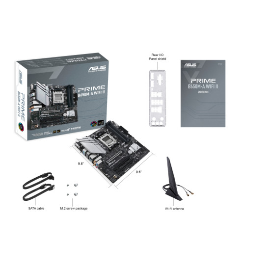 Mainboard|ASUS|AMD B650|Micro-ATX|Memory DDR5|Memory slots 4|3xPCI-Express 4.0 16x|2xM.2|1x15pin D-sub|1xHDMI|1xDisplayPort|4xUSB 2.0|4xUSB 3.2|1xPS/2|1xRJ45|3xAudio port|PRIMEB650M-AWIFIII Mainboard|ASUS|AMD B650|Micro-ATX|Memory DDR5|Memory slots 4|3xPCI-Express 4.0 16x|2xM.2|1x15pin D-sub|1xHDMI|1xDisplayPort|4xUSB 2.0|4xUSB 3.2|1xPS/2|1xRJ45|3xAudio port|PRIMEB650M-AWIFIII
