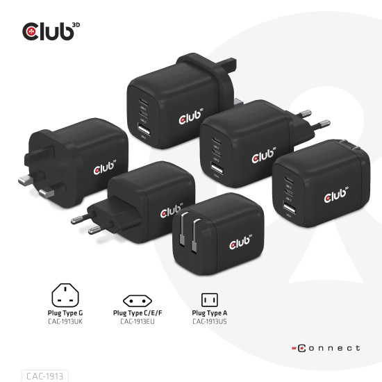 CLUB3D CAC-1913EU Travel Charger 65W GaN CLUB3D CAC-1913EU Travel Charger 65W GaN