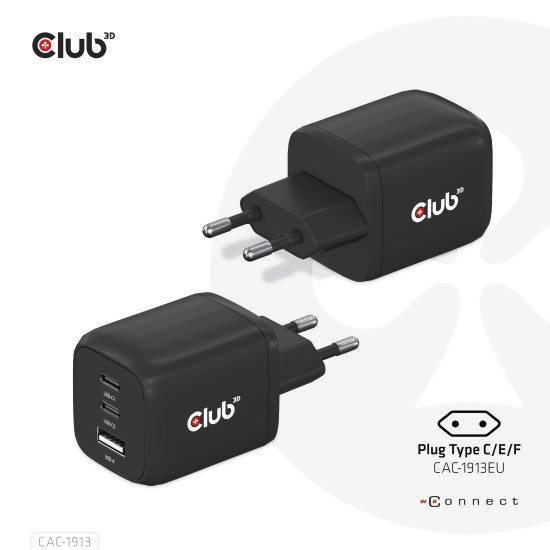 CLUB3D CAC-1913EU Travel Charger 65W GaN CLUB3D CAC-1913EU Travel Charger 65W GaN