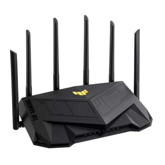 Wireless Router|ASUS|Wireless Router|6000 Mbps|Mesh|Wi-Fi 5|Wi-Fi 6|IEEE 802.11a|IEEE 802.11b|IEEE 802.11g|IEEE 802.11n|USB 3.2|4x10/100/1000M|1x2.5GbE|LAN \ WAN ports 1|Number of antennas 6|TUFGAMINGAX6000 Wireless Router|ASUS|Wireless Router|6000 Mbps|Mesh|Wi-Fi 5|Wi-Fi 6|IEEE 802.11a|IEEE 802.11b|IEEE 802.11g|IEEE 802.11n|USB 3.2|4x10/100/1000M|1x2.5GbE|LAN \ WAN ports 1|Number of antennas 6|TUFGAMINGAX6000