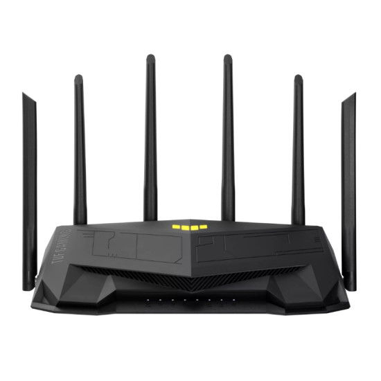 Wireless Router|ASUS|Wireless Router|6000 Mbps|Mesh|Wi-Fi 5|Wi-Fi 6|IEEE 802.11a|IEEE 802.11b|IEEE 802.11g|IEEE 802.11n|USB 3.2|4x10/100/1000M|1x2.5GbE|LAN \ WAN ports 1|Number of antennas 6|TUFGAMINGAX6000 Wireless Router|ASUS|Wireless Router|6000 Mbps|Mesh|Wi-Fi 5|Wi-Fi 6|IEEE 802.11a|IEEE 802.11b|IEEE 802.11g|IEEE 802.11n|USB 3.2|4x10/100/1000M|1x2.5GbE|LAN \ WAN ports 1|Number of antennas 6|TUFGAMINGAX6000