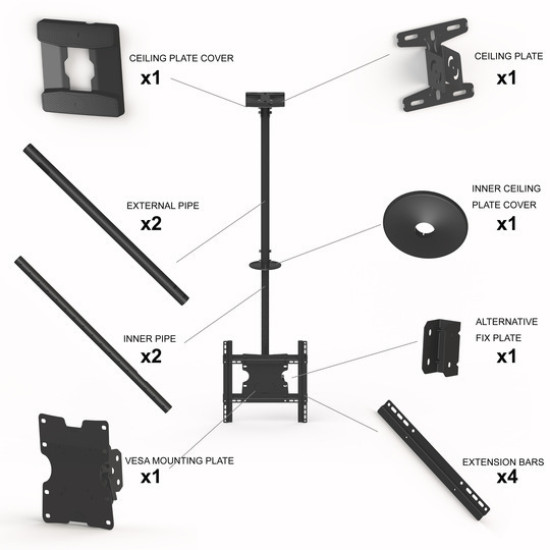 Multibrackets M Public Ceilingmount Medium Single 3000 Multibrackets M Public Ceilingmount Medium Single 3000