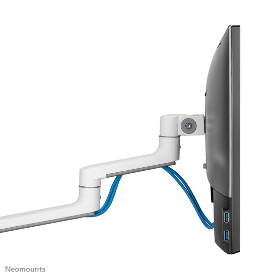 NEOMOUNTS SCREEN DESK MOUNT FOR TWO MONITORS, WHITE (CLAMP+GROMMET)