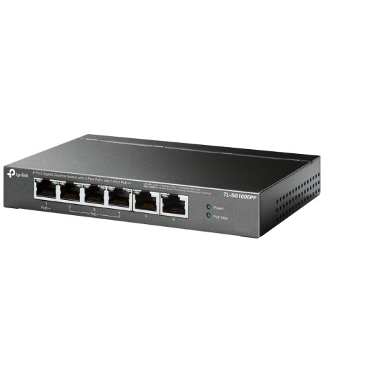 TP-Link 6-Port Gigabit Desktop Switch with 3-Port PoE+ and 1-Port PoE++ TP-Link 6-Port Gigabit Desktop Switch with 3-Port PoE+ and 1-Port PoE++