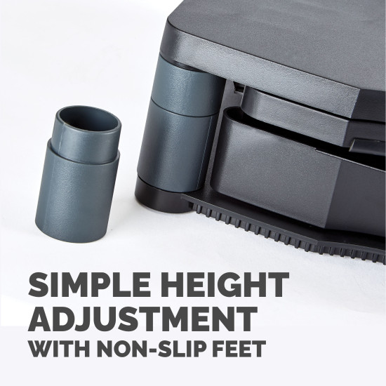 Fellowes Computer Monitor Stand with 3 Height Adjustments - Premium Monitor Riser Plus with Cable Management - Ergonomic Adjustable Monitor Stand for Computers - Max Weight 36KG/Max Size 21" - Graphite Fellowes Computer Monitor Stand with 3 Height Adjustments - Premium Monitor Riser Plus with Cable Management - Ergonomic Adjustable Monitor Stand for Computers - Max Weight 36KG/Max Size 21" - Graphite