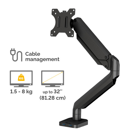 Fellowes Monitor Arm - Platinum Series Monitor Mount for 8KG 40 Inch Screens - Adjustable Monitor Desk Mount - Tilt 45° Pan 180° Swivel 360° Rotation 360°, VESA 75 x 75/100 x 100 - Black Fellowes Monitor Arm - Platinum Series Monitor Mount for 8KG 40 Inch Screens - Adjustable Monitor Desk Mount - Tilt 45° Pan 180° Swivel 360° Rotation 360°, VESA 75 x 75/100 x 100 - Black