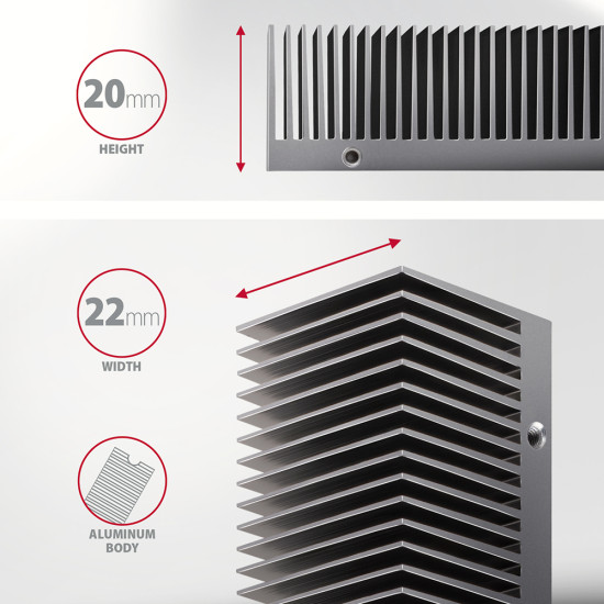 Axagon CLR-M2XT M.2 SSD Passivkühler Aluminium - 2280 M.2 NVMe SSD, Solid-state drive Heatsink/Radiator Black, Grey 1 pc(s) Axagon CLR-M2XT M.2 SSD Passivkühler Aluminium - 2280 M.2 NVMe SSD, Solid-state drive Heatsink/Radiator Black, Grey 1 pc(s)