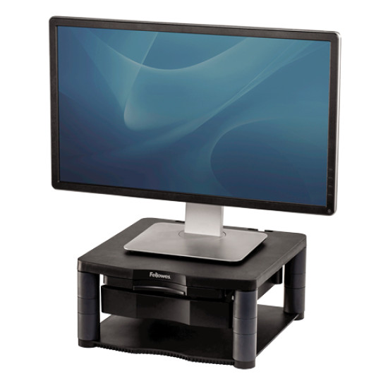 Fellowes Computer Monitor Stand with 3 Height Adjustments - Premium Monitor Riser Plus with Cable Management - Ergonomic Adjustable Monitor Stand for Computers - Max Weight 36KG/Max Size 21" - Graphite Fellowes Computer Monitor Stand with 3 Height Adjustments - Premium Monitor Riser Plus with Cable Management - Ergonomic Adjustable Monitor Stand for Computers - Max Weight 36KG/Max Size 21" - Graphite