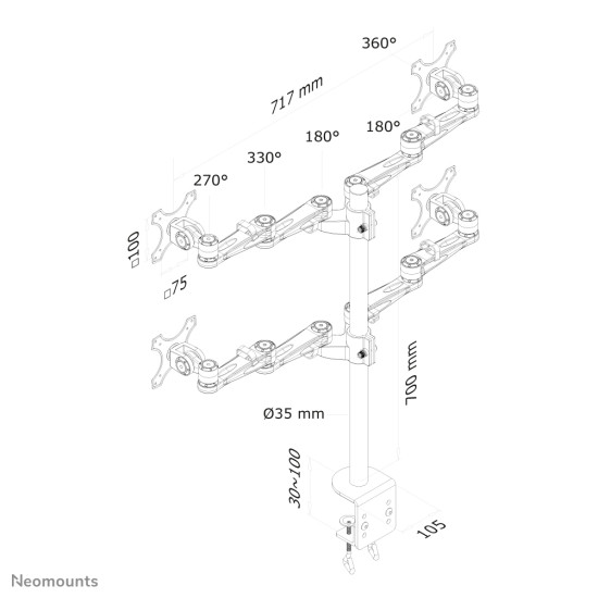 Neomounts FPMA-D935D4 Monitor arm 10-27" Neomounts FPMA-D935D4 Monitor arm 10-27"