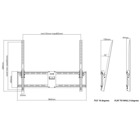 M Universal Tilt Wallmount Black Large M Universal Tilt Wallmount Black Large