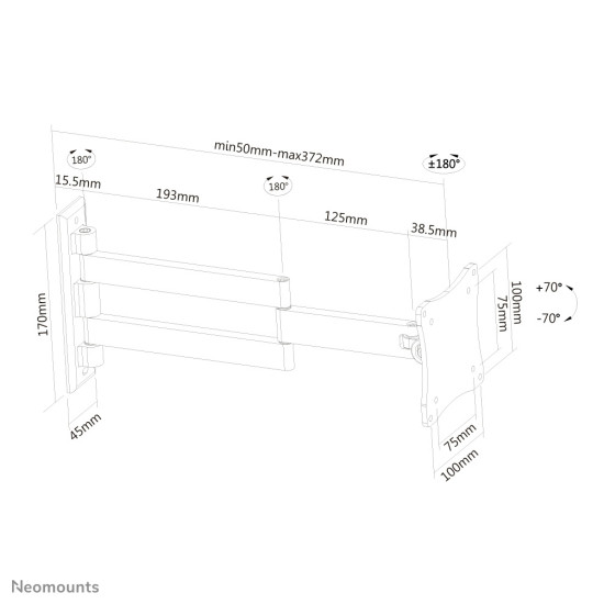Neomounts FPMA-W830BLACK Monitor/TV mount wall 10-27" - full motion Neomounts FPMA-W830BLACK Monitor/TV mount wall 10-27" - full motion