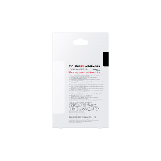 SSD|SAMSUNG|990 PRO with Heatsink|4TB|M.2|PCIe Gen4|NVMe|TLC|Write speed 6900 MBytes/sec|Read speed 7450 MBytes/sec|2.3mm|TBW 1200 TB|MTBF 1500000 hours|MZ-V9P4T0GW SSD|SAMSUNG|990 PRO with Heatsink|4TB|M.2|PCIe Gen4|NVMe|TLC|Write speed 6900 MBytes/sec|Read speed 7450 MBytes/sec|2.3mm|TBW 1200 TB|MTBF 1500000 hours|MZ-V9P4T0GW