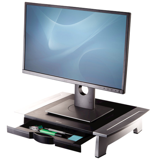 Fellowes Computer Monitor Stand with 5 Height Adjustments - Office Suites Monitor Riser with Storage Tray - Ergonomic Adjustable Monitor Stand for Computers - Max Weight 36KG/Max Size 28" - Graphite Fellowes Computer Monitor Stand with 5 Height Adjustments - Office Suites Monitor Riser with Storage Tray - Ergonomic Adjustable Monitor Stand for Computers - Max Weight 36KG/Max Size 28" - Graphite