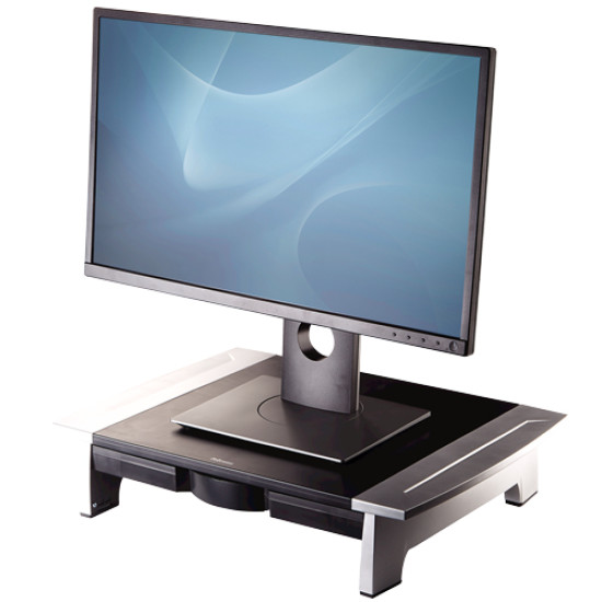 Fellowes Computer Monitor Stand with 5 Height Adjustments - Office Suites Monitor Riser with Storage Tray - Ergonomic Adjustable Monitor Stand for Computers - Max Weight 36KG/Max Size 28" - Graphite Fellowes Computer Monitor Stand with 5 Height Adjustments - Office Suites Monitor Riser with Storage Tray - Ergonomic Adjustable Monitor Stand for Computers - Max Weight 36KG/Max Size 28" - Graphite