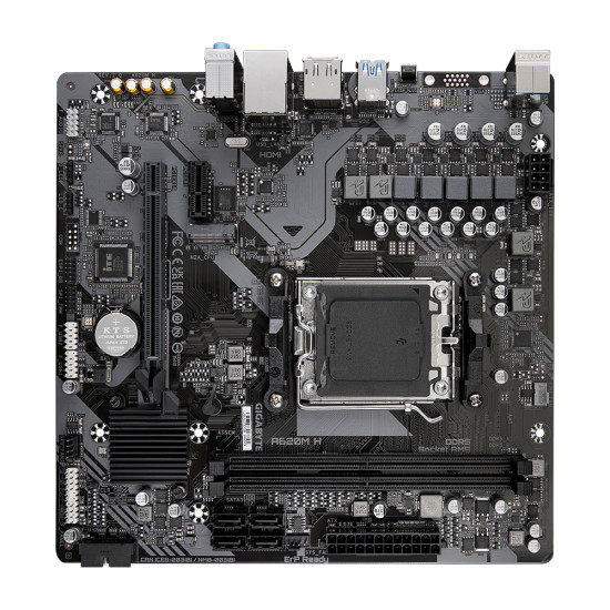 Mainboard|GIGABYTE|AMD A620|SAM5|Micro-ATX|Memory DDR5|Memory slots 2|1xPCI-Express 3.0 16x|1xPCI-Express 4.0 16x|1xM.2|1xHDMI|1xDisplayPort|4xUSB 2.0|2xUSB 3.2|1xPS/2|1xRJ45|3xAudio port|A620MH1.2 Mainboard|GIGABYTE|AMD A620|SAM5|Micro-ATX|Memory DDR5|Memory slots 2|1xPCI-Express 3.0 16x|1xPCI-Express 4.0 16x|1xM.2|1xHDMI|1xDisplayPort|4xUSB 2.0|2xUSB 3.2|1xPS/2|1xRJ45|3xAudio port|A620MH1.2