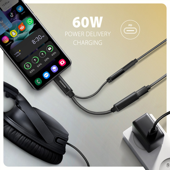 Axagon ADA-HCPD audio cable 0.1 m USB-C, 3.5 mm USB-C Black Axagon ADA-HCPD audio cable 0.1 m USB-C, 3.5 mm USB-C Black