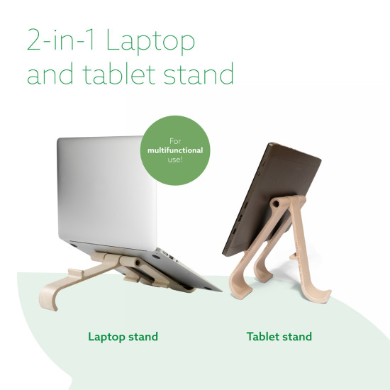 Laptop and tablet stand R-Go Treepod, ergonomic and modular, adjustable, biobased