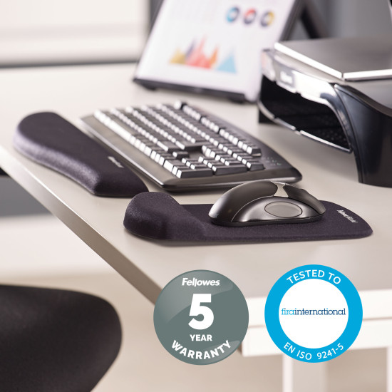 Fellowes Mouse Mat Wrist Support - PlushTouch Mouse Pad with Non Slip Rubber Base & Antibacterial Protection - Ergonomic Mouse Mat for Computer, Laptop, Home Office Use - Black Fellowes Mouse Mat Wrist Support - PlushTouch Mouse Pad with Non Slip Rubber Base & Antibacterial Protection - Ergonomic Mouse Mat for Computer, Laptop, Home Office Use - Black