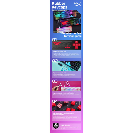 HyperX Rubber Keycaps - Gaming Accessory Kit - Blue (US Layout) HyperX Rubber Keycaps - Gaming Accessory Kit - Blue (US Layout)