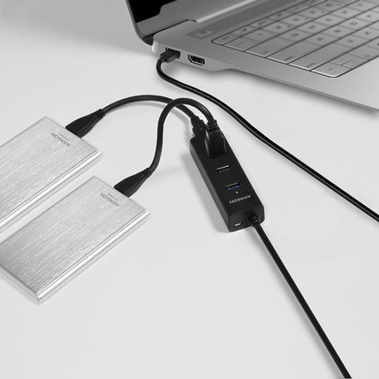 HUE-S2BL 4x USB 3.0 CHARGING hub w. 1.2m cable, power micro USB