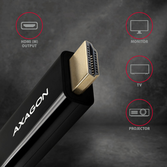 Axagon RVD-HI14C2 video cable adapter 1.8 m HDMI Type A (Standard) DisplayPort Black Axagon RVD-HI14C2 video cable adapter 1.8 m HDMI Type A (Standard) DisplayPort Black