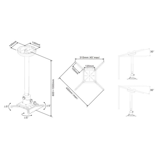 Multibrackets M Universal Projector Ceiling mount 600-1000 with Fine tune Multibrackets M Universal Projector Ceiling mount 600-1000 with Fine tune