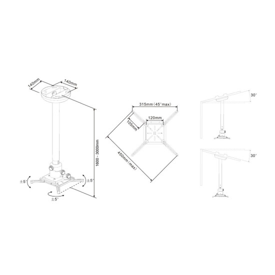 Multibrackets M Universal Projector Ceiling Mount 1600-3000 with Fine tune Multibrackets M Universal Projector Ceiling Mount 1600-3000 with Fine tune