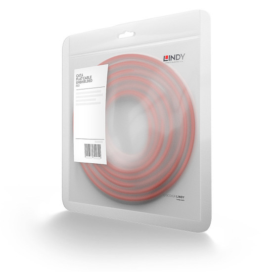 Lindy 1m Cat.6 U/UTP Flat Cable, Red Lindy 1m Cat.6 U/UTP Flat Cable, Red