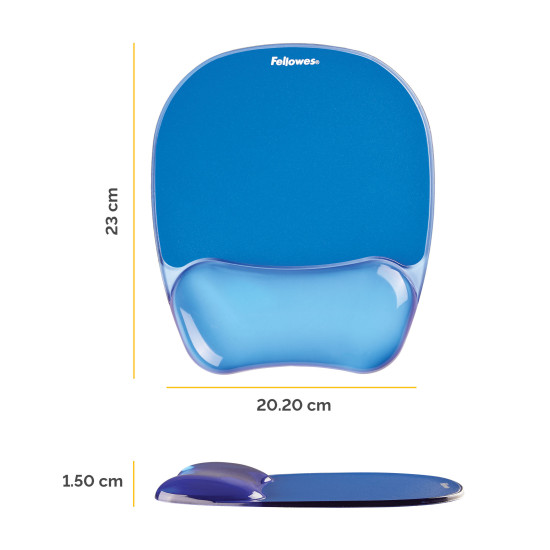 Fellowes Mouse Mat Wrist Support - Crystals Gel Mouse Pad with Non Slip Rubber Base - Ergonomic Mouse Mat for Computer, Laptop, Home Office Use - Compatible with Laser and Optical Mice - Blue Fellowes Mouse Mat Wrist Support - Crystals Gel Mouse Pad with Non Slip Rubber Base - Ergonomic Mouse Mat for Computer, Laptop, Home Office Use - Compatible with Laser and Optical Mice - Blue