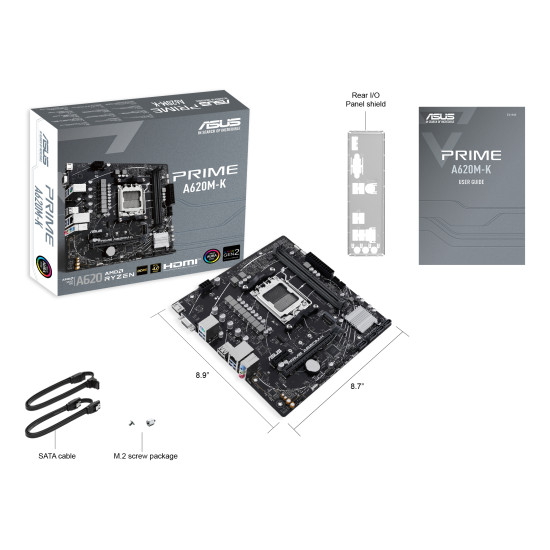 Mainboard|ASUS|AMD A620|Micro-ATX|Memory DDR5|Memory slots 2|1xPCI-Express 3.0 1x|1xPCI-Express 4.0 16x|1xM.2|1x15pin D-sub|1xHDMI|2xUSB 2.0|4xUSB 3.2|1xPS/2|1xRJ45|3xAudio port|PRIMEA620M-K Mainboard|ASUS|AMD A620|Micro-ATX|Memory DDR5|Memory slots 2|1xPCI-Express 3.0 1x|1xPCI-Express 4.0 16x|1xM.2|1x15pin D-sub|1xHDMI|2xUSB 2.0|4xUSB 3.2|1xPS/2|1xRJ45|3xAudio port|PRIMEA620M-K