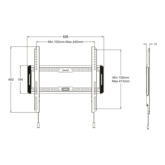 M Universal Wallmount Fixed Medium Black M Universal Wallmount Fixed Medium Black