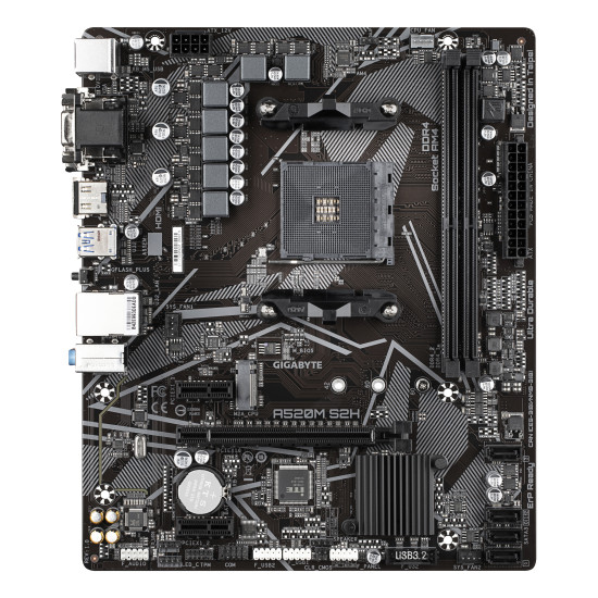 Mainboard|GIGABYTE|AMD A520|SAM4|Micro-ATX|Memory DDR4|Memory slots 2|2xPCI-Express 3.0 1x|1xPCI-Express 3.0 16x|1xM.2|1x15pin D-sub|1xDVI-D|1xHDMI|2xAV-In|1xAV-out|2xUSB 2.0|4xUSB 3.2|1xPS/2|1xRJ45|A520MS2H1.3 Mainboard|GIGABYTE|AMD A520|SAM4|Micro-ATX|Memory DDR4|Memory slots 2|2xPCI-Express 3.0 1x|1xPCI-Express 3.0 16x|1xM.2|1x15pin D-sub|1xDVI-D|1xHDMI|2xAV-In|1xAV-out|2xUSB 2.0|4xUSB 3.2|1xPS/2|1xRJ45|A520MS2H1.3
