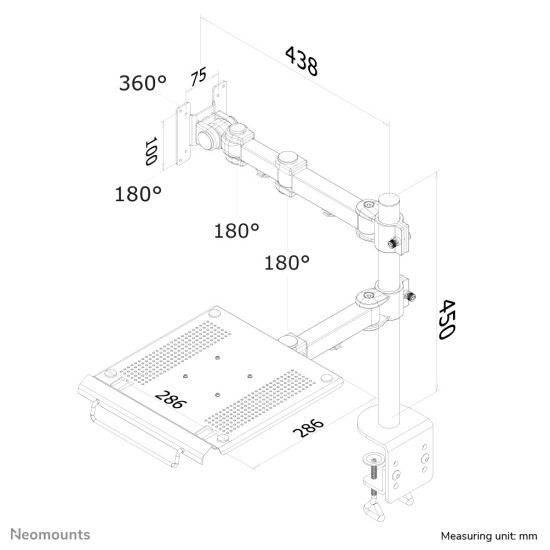 Neomounts FPMA-D960NOTEBOOK Monitor arm with laptop holder 10-27" Neomounts FPMA-D960NOTEBOOK Monitor arm with laptop holder 10-27"