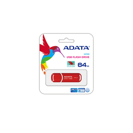 MEMORY DRIVE FLASH USB3.1 64GB/RED AUV150-64G-RRD ADATA MEMORY DRIVE FLASH USB3.1 64GB/RED AUV150-64G-RRD ADATA
