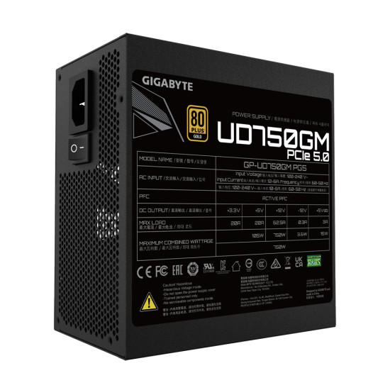 Power Supply|GIGABYTE|750 Watts|Efficiency 80 PLUS GOLD|PFC Active|MTBF 100000 hours|GP-UD750GMPG5 Power Supply|GIGABYTE|750 Watts|Efficiency 80 PLUS GOLD|PFC Active|MTBF 100000 hours|GP-UD750GMPG5