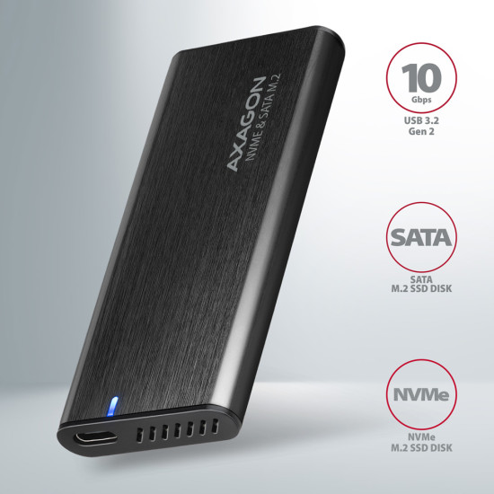 SSD ACC ENCLOSURE M.2 NVME/SATA USB-C EEM2-SB2 AXAGON SSD ACC ENCLOSURE M.2 NVME/SATA USB-C EEM2-SB2 AXAGON