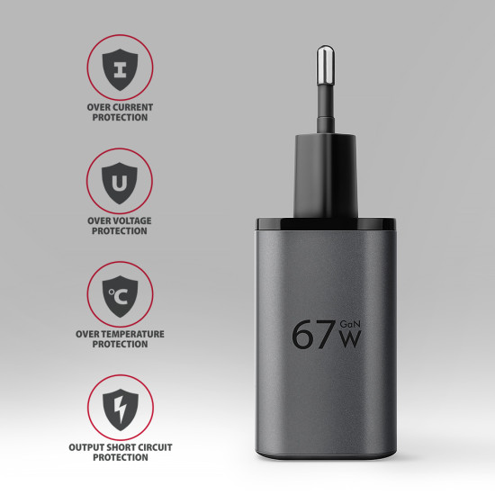 ACU-PQ67 PD3.0 & QC4+ 2xOUTPUTS wall charger 67W