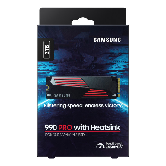 SSD|SAMSUNG|990 PRO with Heatsink|2TB|M.2|PCIE|NVMe|MLC|Write speed 6900 MBytes/sec|Read speed 7450 MBytes/sec|2.3mm|TBW 1200 TB|MTBF 1500000 hours|MZ-V9P2T0CW